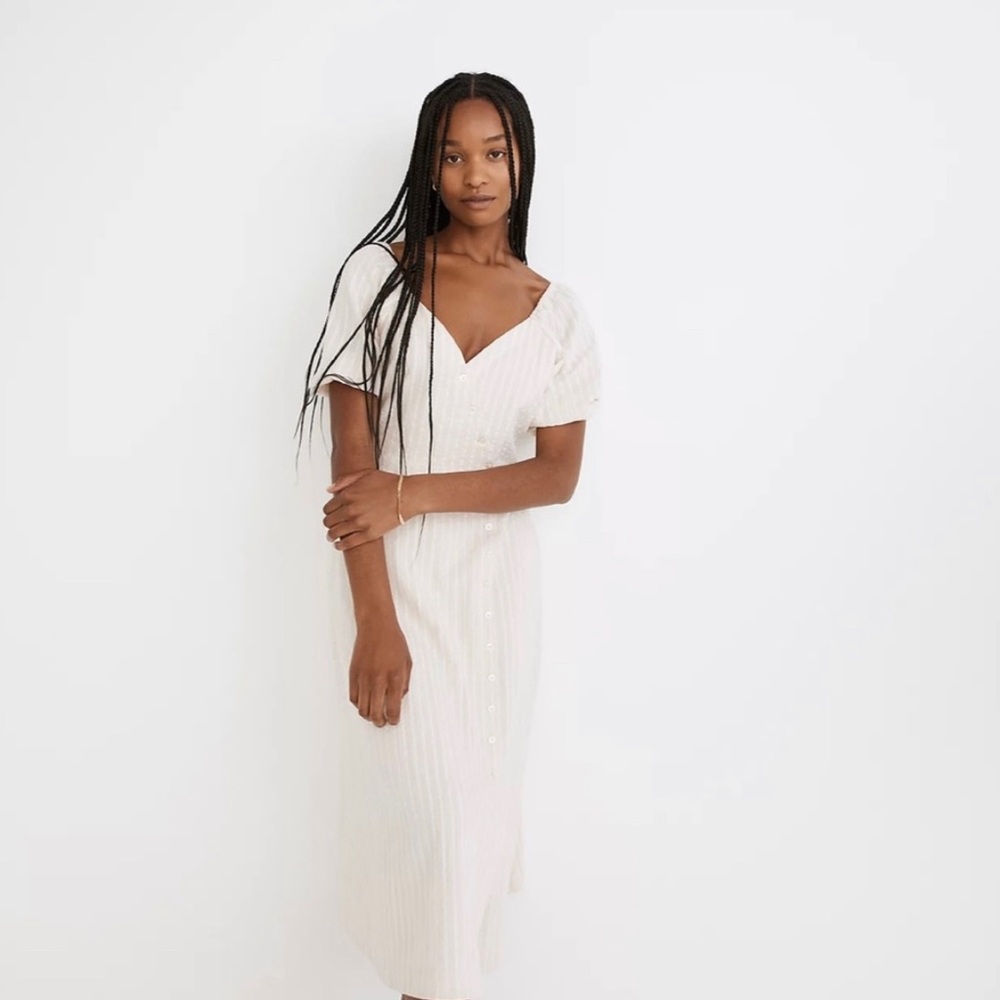 NWT Madewell Puff Sleeve Button Wrap Midi Dress